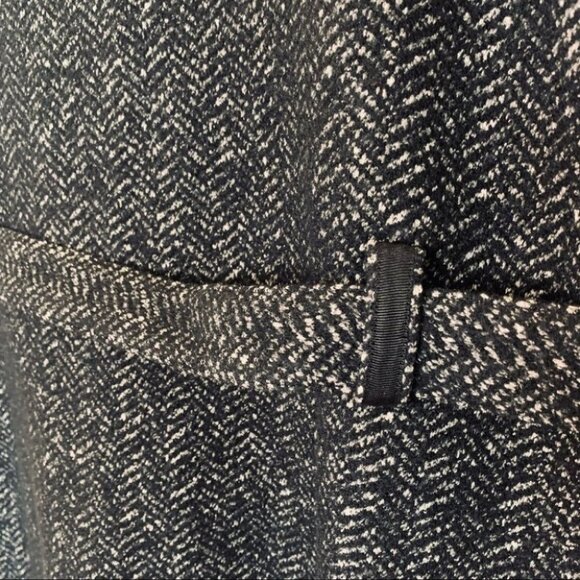 TORY BURCH BLACK WHITE WOOL LEATHER SLEEVELESS LIGHT BELTED  BELT JACKET - Picture 10 of 15